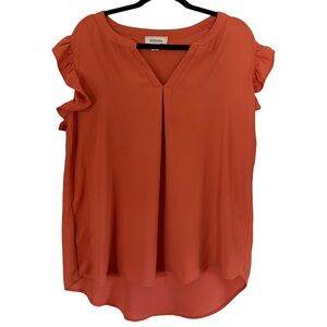 Rust Orange Ruffle Sleeve‎ Blouse | Size XL